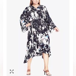 NWT New with Tags City Chic Trendy Plus Size Prize Floral Dress In Black XXL